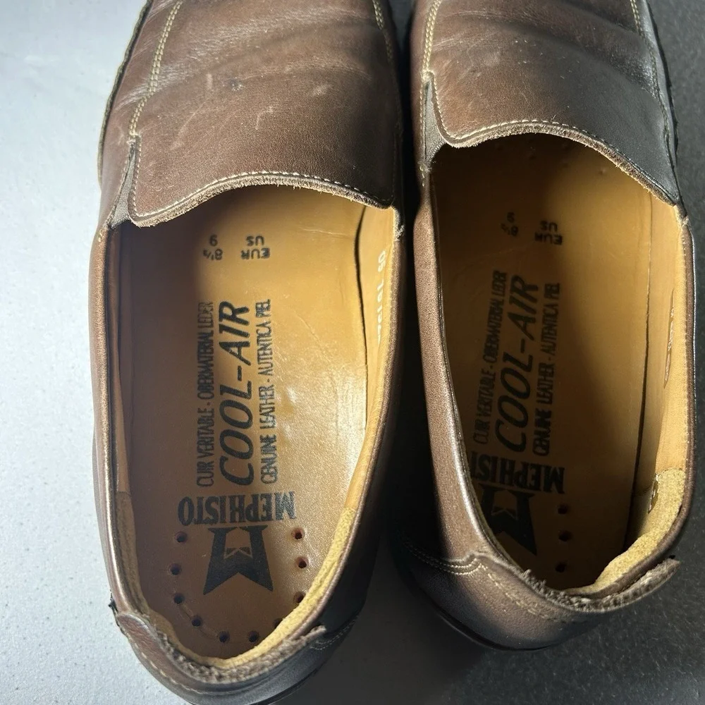 Mephisto‎ Edlef Cool Air Brown Leather Slip On Loafers Mens US 9 EU 8.5 Comfort